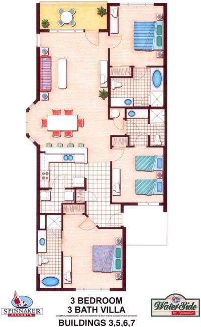 Sample Three-Bedroom Floor Plan