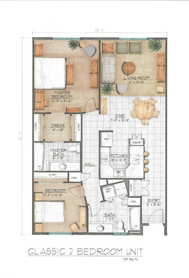 Midtown Village - Classic Two Bedroom Floor Plan